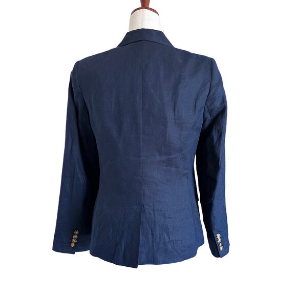 Quince Linen Blazer Womens Small Navy Blue 100% European Linen Structured - Picture 5 of 11